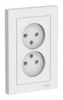 Розетка двухпостовая Schneider Electric AtlasDesign без заземленмия в сборе белая