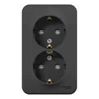 Розетка двухпостовая Schneider Electric Blanca с заземлением с защитными шторками антрацит